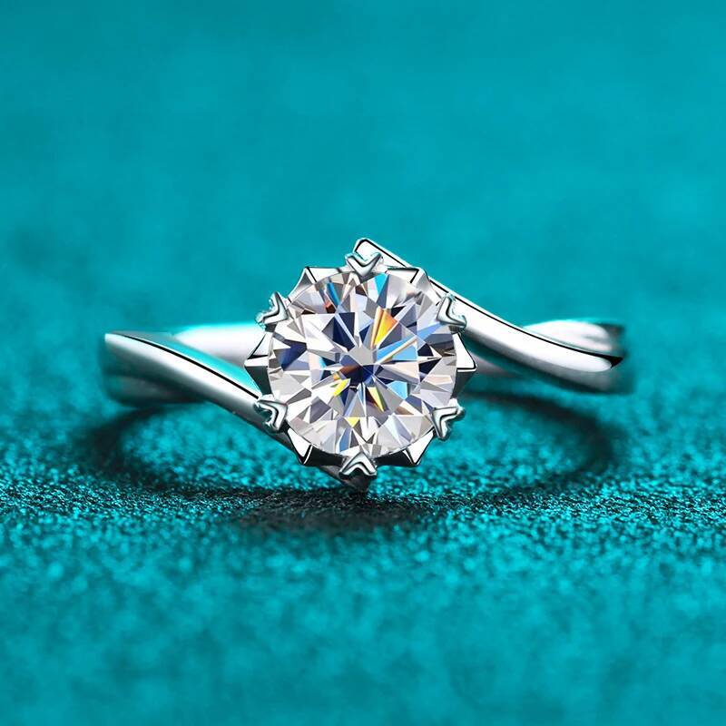 KNOBSPIN 1ct D Color Moissanite Ring s925 Sterling Sliver Plated 18k White Gold Eternity Band Wedding Engagement Rings For Women