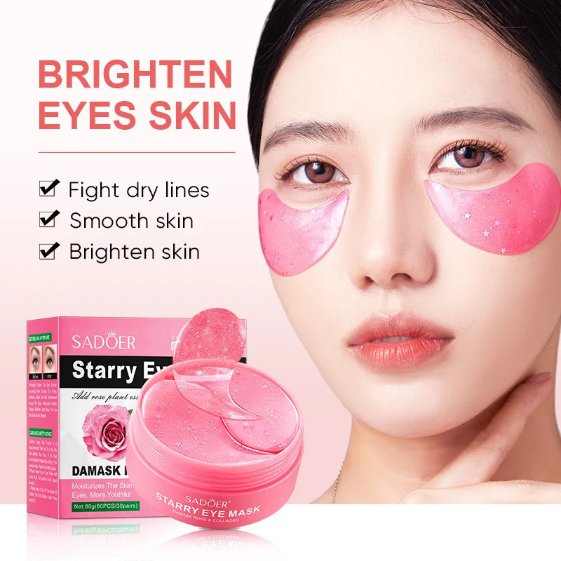 60pcs SADOER Rose Starry Collagen Eye Mask Dark Circles Eyes Bags Eye Patches Eyes Skin Care 250813