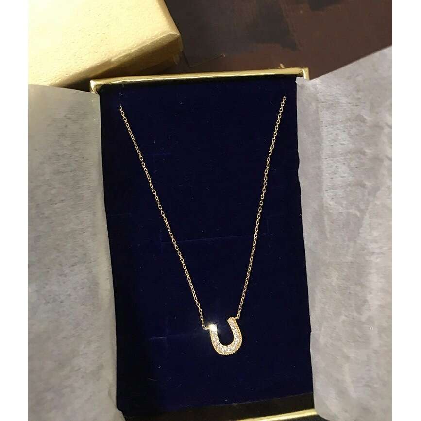New Designer Lucky Jewelry Horseshoe for Women U-Shaped Simple Inlaid Zircon Necklace Collarbone Sweater Chain Ins