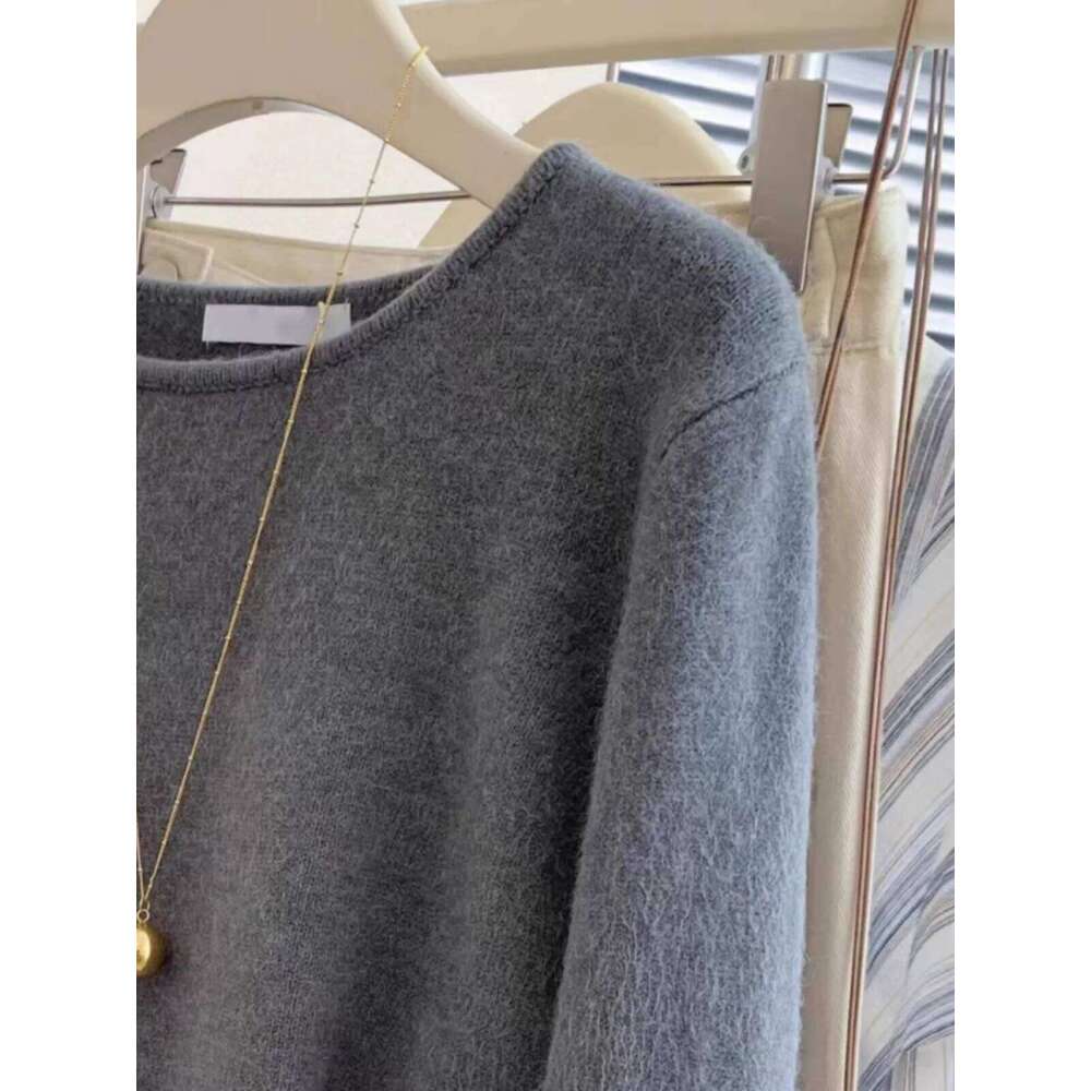 High-End Soft Waxy 100 Pure Cashmere Women's Top Autumn And Winter Round Neck Loose Thick Sweater Base Shirt 20250809