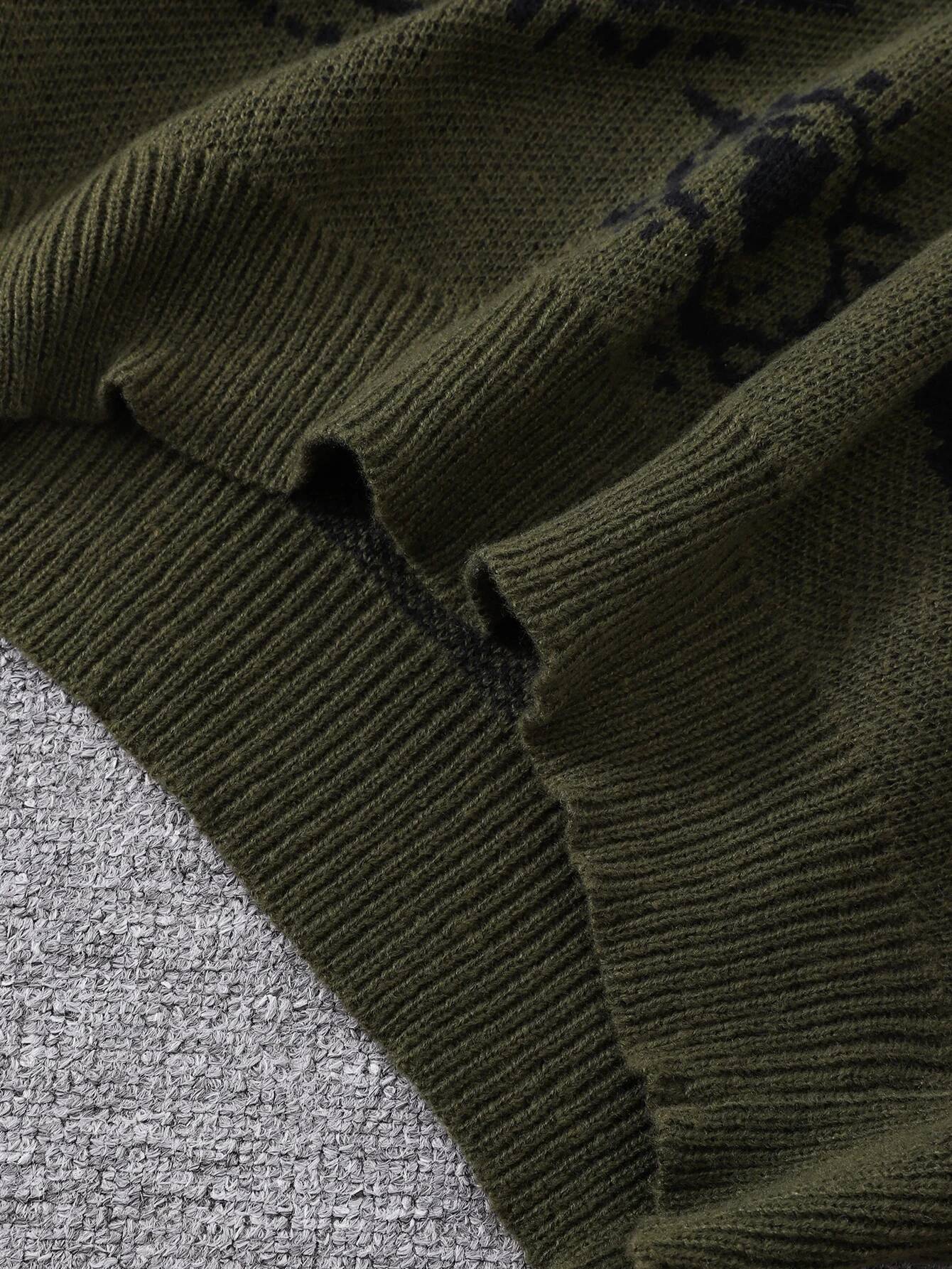 New Popular Autumn And Winter Abstract Eye Jacquard Pattern Sweater Casual Round Neck Knitted Men's Pullover