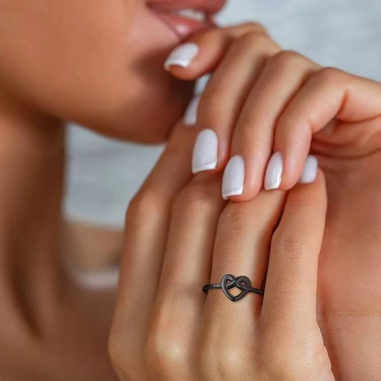 Sterling Silver Cross-Border Ring Knot Twisted Heart Exquisite Fashion Style Women's Finger