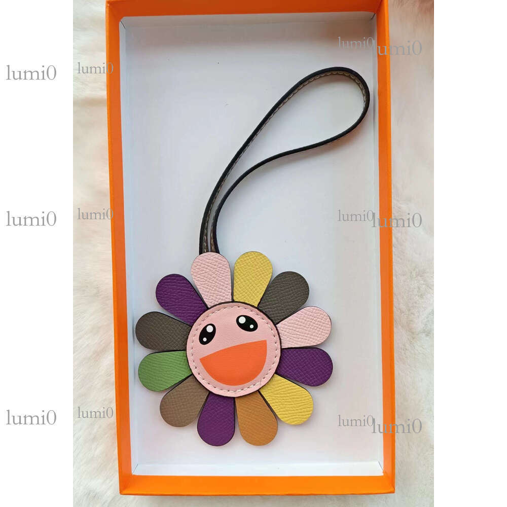 Genuine Leather Sunflower Bag Charm, Car Hanging Decoration, Can Be Matched with, Basket, and Other Bags
