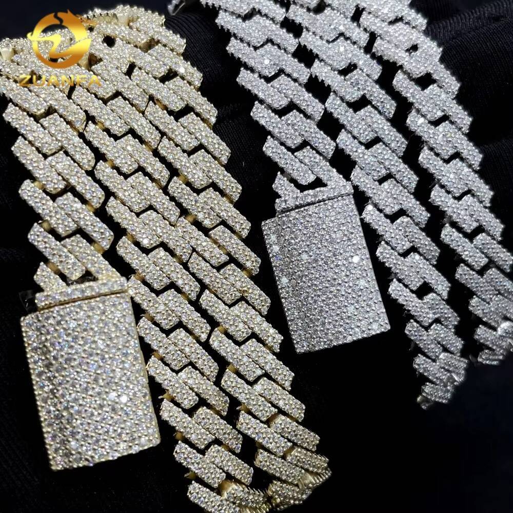 Hot Selling Ready to Ship Pass Diamond Tester Hip Hop Jewelry 10mm VVS Moissanite Cuban Link Chain 925 Silver Iced Out Necklace