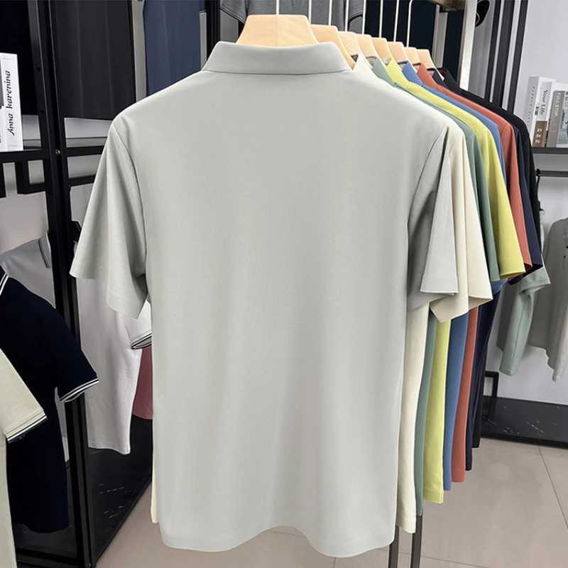 2025 Mens Polo Shirt Contrast Collar 7A Antibacterial UPF50+ UV Instant Cooling Seamless Business Office WearXJ250804