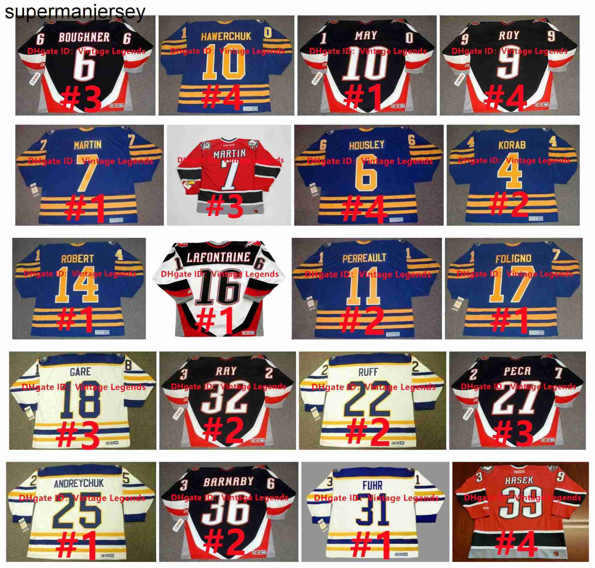 Vintage CCM DANIEL BRIERE Sabres Hockey Jersey DOMINIK HASEK PHIL HOUSLEY GILBERT PERREAULT MIKE FOLIGNO LINDY RUFF ROB RAY MARTIN