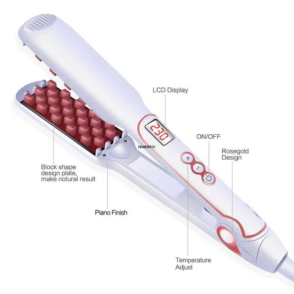 Hair Volumizing Iron Hair Straightener Curling Crimping Ceramic Crimper Hair Shiny Silky 2 in 1 Straightening Curling Flat Iron. W250814