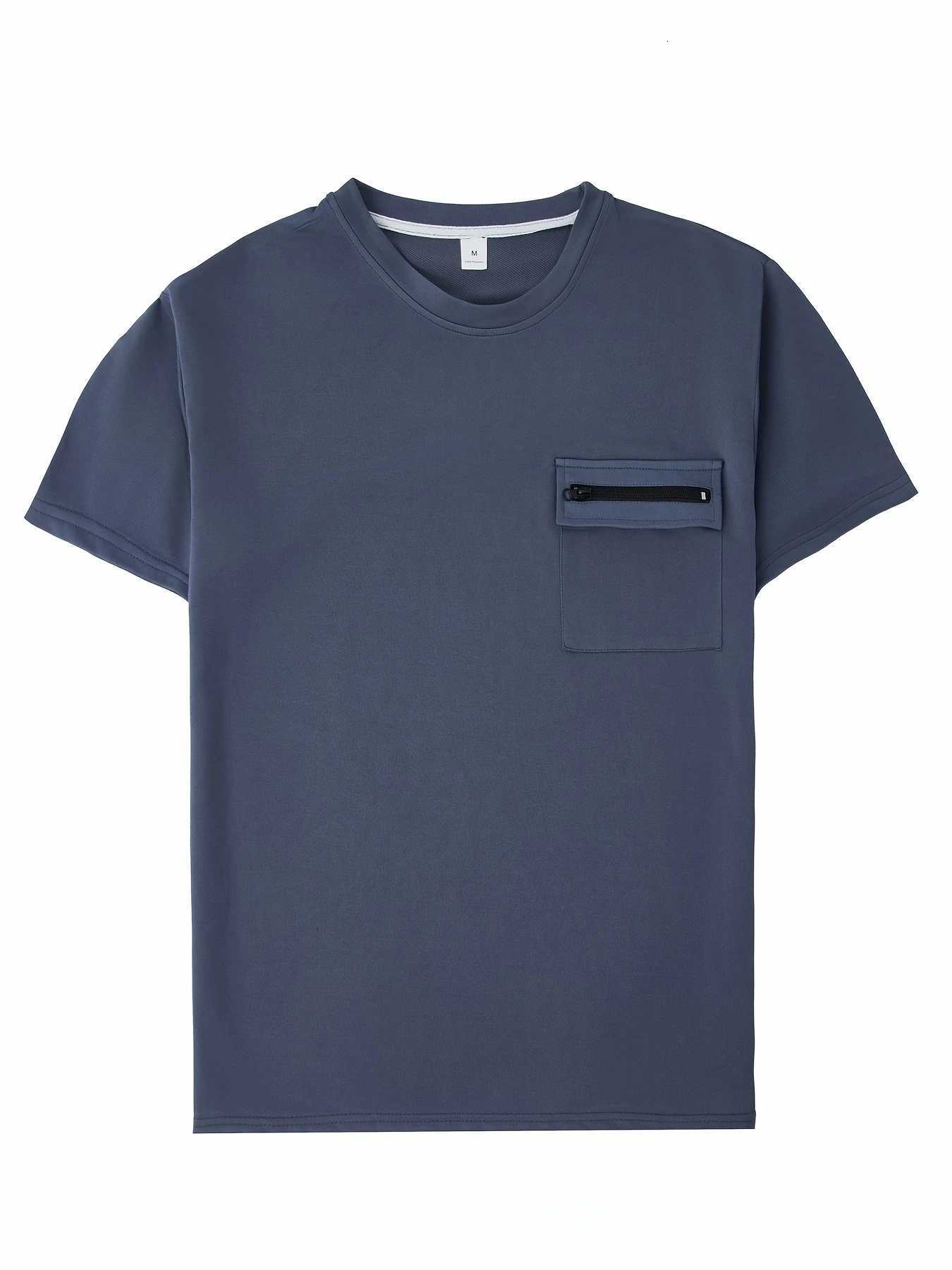 New Mens Polo Shirt Home Casual Solid Color Zipper Pocket Loose Daily Spring And Summer Short-Sleeved Tops XJ250804