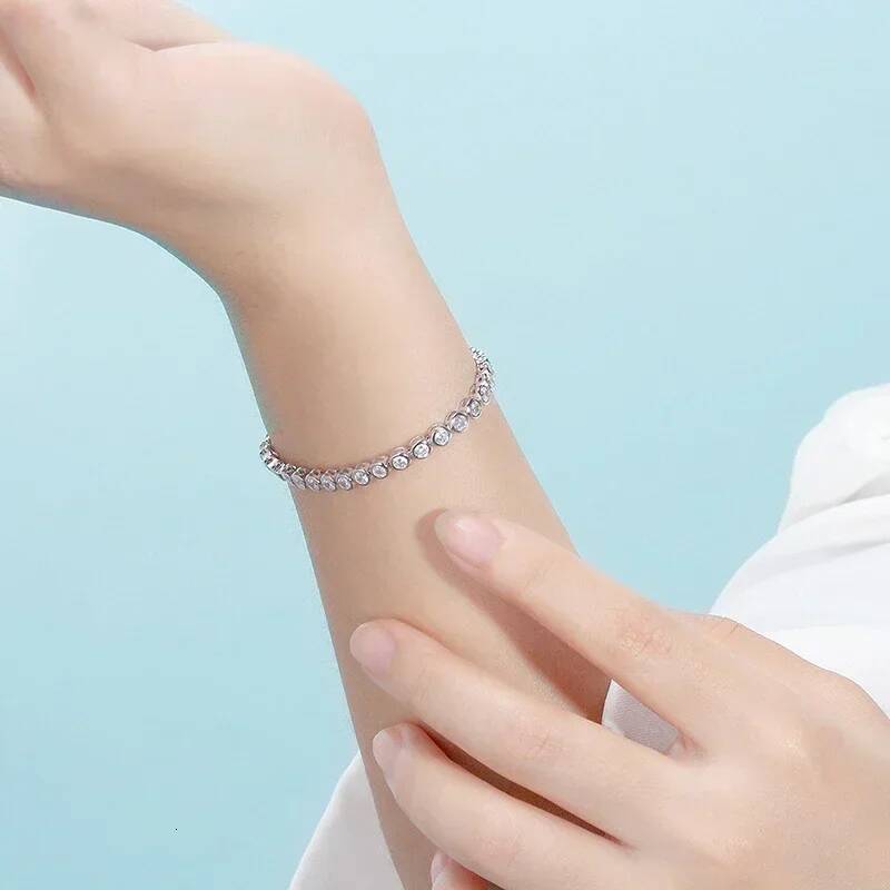 NKHOG 2mm Bubble Moissanite Tennis Bracelets 925 Sterling Silver Round D Color Diamond Hiphop Hand Chain Jewelry Gifts Certified