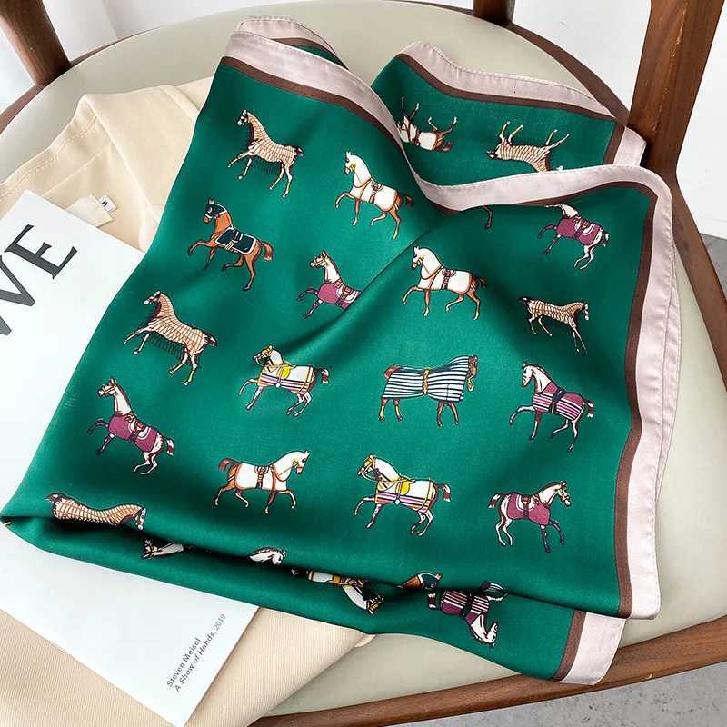 2024 Horse Print Silk Neck Scarf Female Square Hair Scarves Foulard Headband Shawls Wraps Neckerchief Bandana Women Z2508014