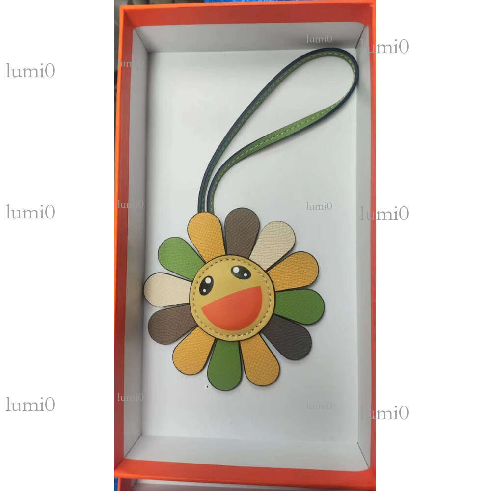 Genuine Leather Sunflower Bag Charm, Car Hanging Decoration, Can Be Matched with, Basket, and Other Bags
