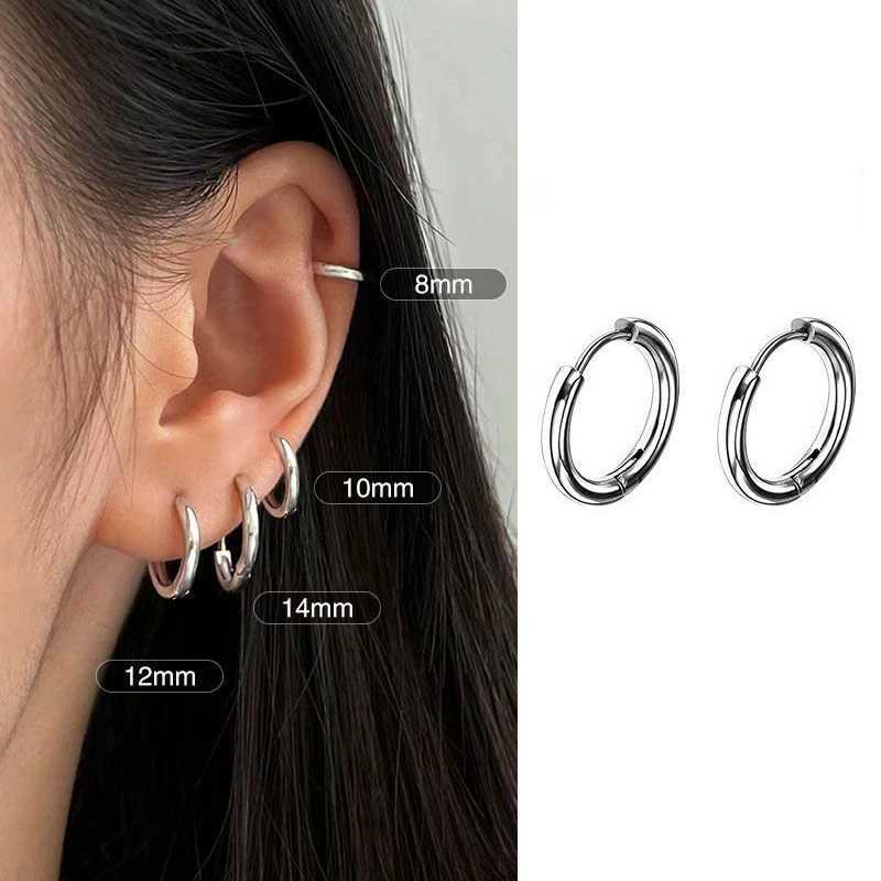 1 Pair Stainless Steel Round Hoop Earrings For Women 2.5mm Thick Hip-hop Street Pop Ear Buckle Classic Huggie Daily Jewelry XJ250814