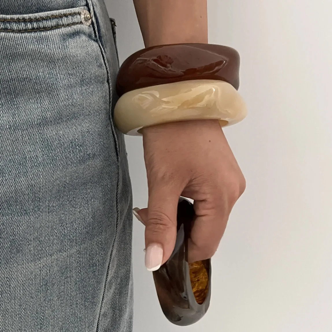 DIEZI Punk Big Geometric irregular Bangles Fashion Hip Hop Acrylic Wide Bangles Bracelets For Women Men Gift Jewelry 250812