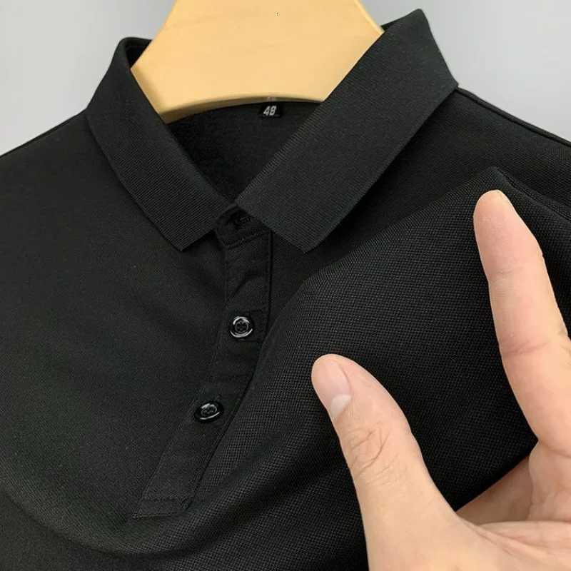 Summer Short Sleeve Polo Shirt Men Loose Design Sense Fashion Trend Solid Buttons Patchwork Business Casual Versatile Lapel Top XJ250804