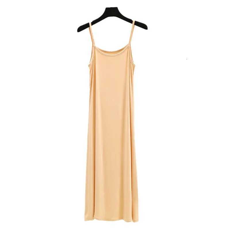 Modal Camisole Dress Women Summer Inner Wear Black White Loose Plus Size Long Thin Underdress Casual Ankle-lengthXJ250814
