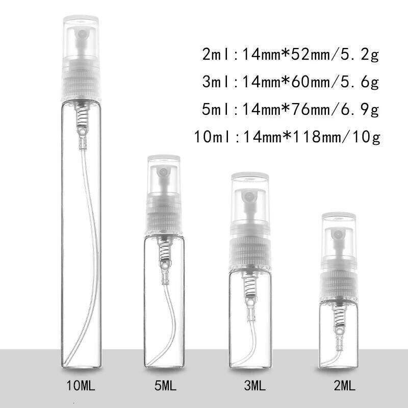 2Ml 3Ml 5Ml 10Ml Perfume Spray Bottle Refillable Smooth Press Transparent Atomizer Easily Carry Travel Bottles Empty Container