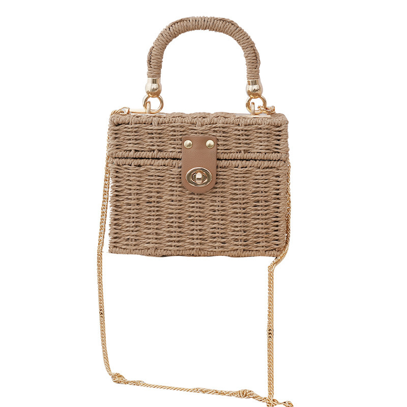 Luxury Brand Designer Bag Ins Style Small Square Bag New Straw Bag Single Shoulder Crossbody Handbag For Women Beach Photo Props Wedding Gift