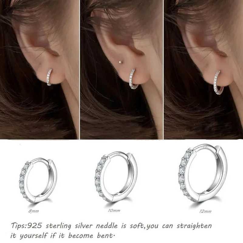 925 Sterling Silver Small Hoop Earrings Zirconia Huggie 14K Gold Plated Cartilage Piercing Ear Cuff Tiny Earrings for Women Men XJ250814