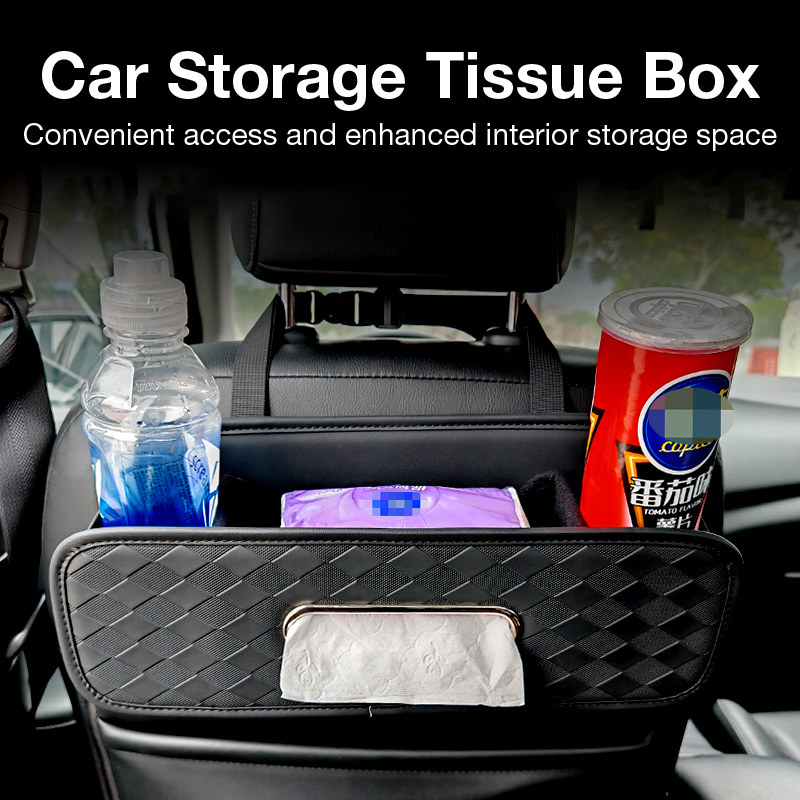 Car Organizer Car seatback storage box, multi-functional tissue box, car water cup holder, seat back storage compartment, interior decorations