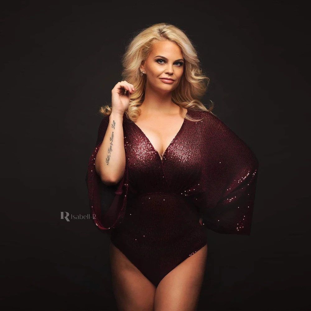 Maternity Poshoot Bodysuit Pregnancy Pography Props Dress Sexy Shiny Body Private Jumpsuit Pregnant Woman Costumes Pos 250813