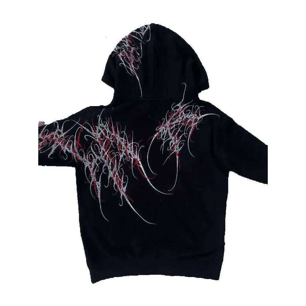 American Retro Striped Fashionable Loose Black Hoodie Men Street Hip-Hop Haruku Y2k Punk Casual Oversized Sweatshirt Women