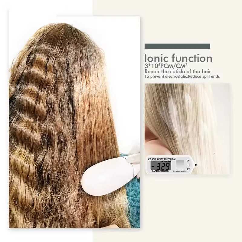 Professional LED Display Negative Ion Hair Straightener Brush Multi-functional Hair Curling Styler Comb W250814