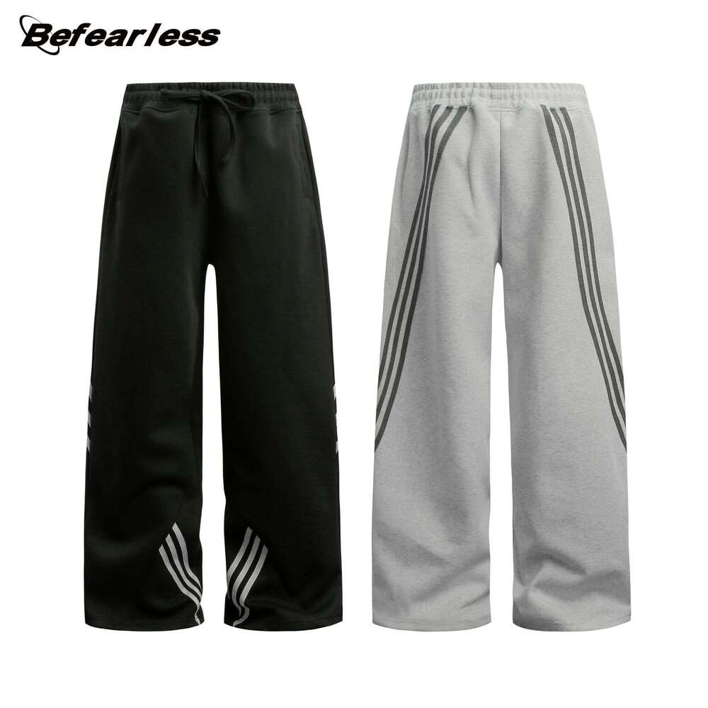 American Style Striped Cargo Unisex Trendy Brand Straight Wide-Leg Outdoor Sports Joggers Casual Floor-Length Pants B5