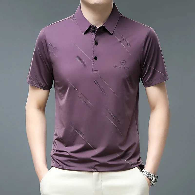 New Mens Business Casual Polo Short Sleeve Smooth and Wrinkle Resistant Comfortable Top XJ250804