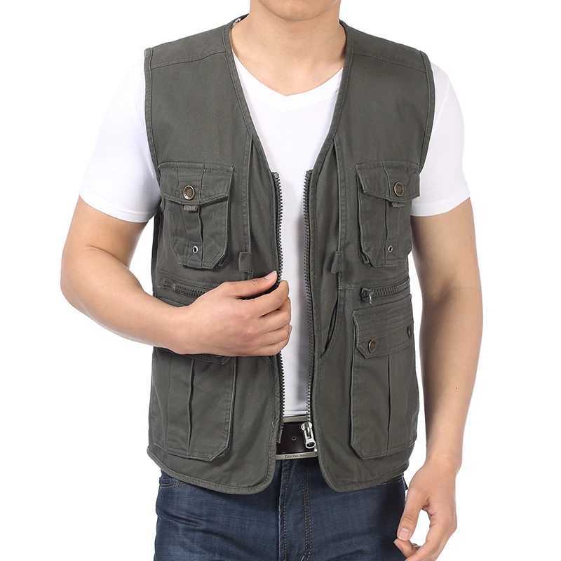 Spring Autumn Mens Casual Vest With Multi Function Kets Design Waistcoat Ma V-neck Herringbone Gits Men isure Vests 4XL Y250814