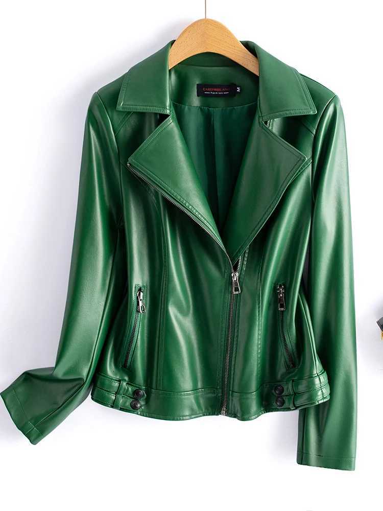 Spring and Autumn New Genuine Leather Clothes Womens Short Slim Fit Fashionable Korean Style Large Size Leather Jacket Small M250729