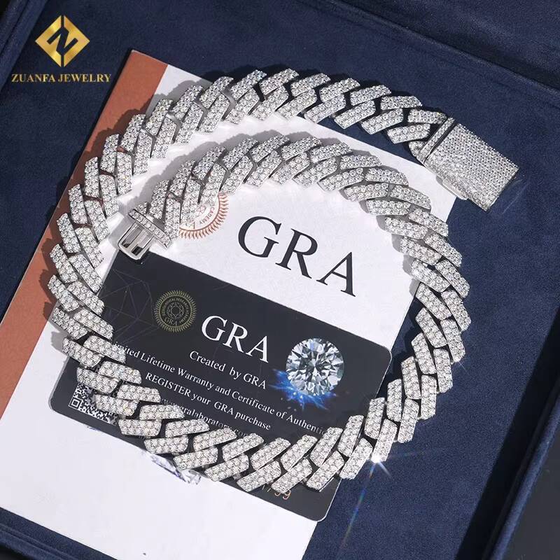 Wholesale Price Fashion Cuban Link Chain Sterling Sier Moissanite 16mm Men Hip Hop Rapper Pass Dia Tester