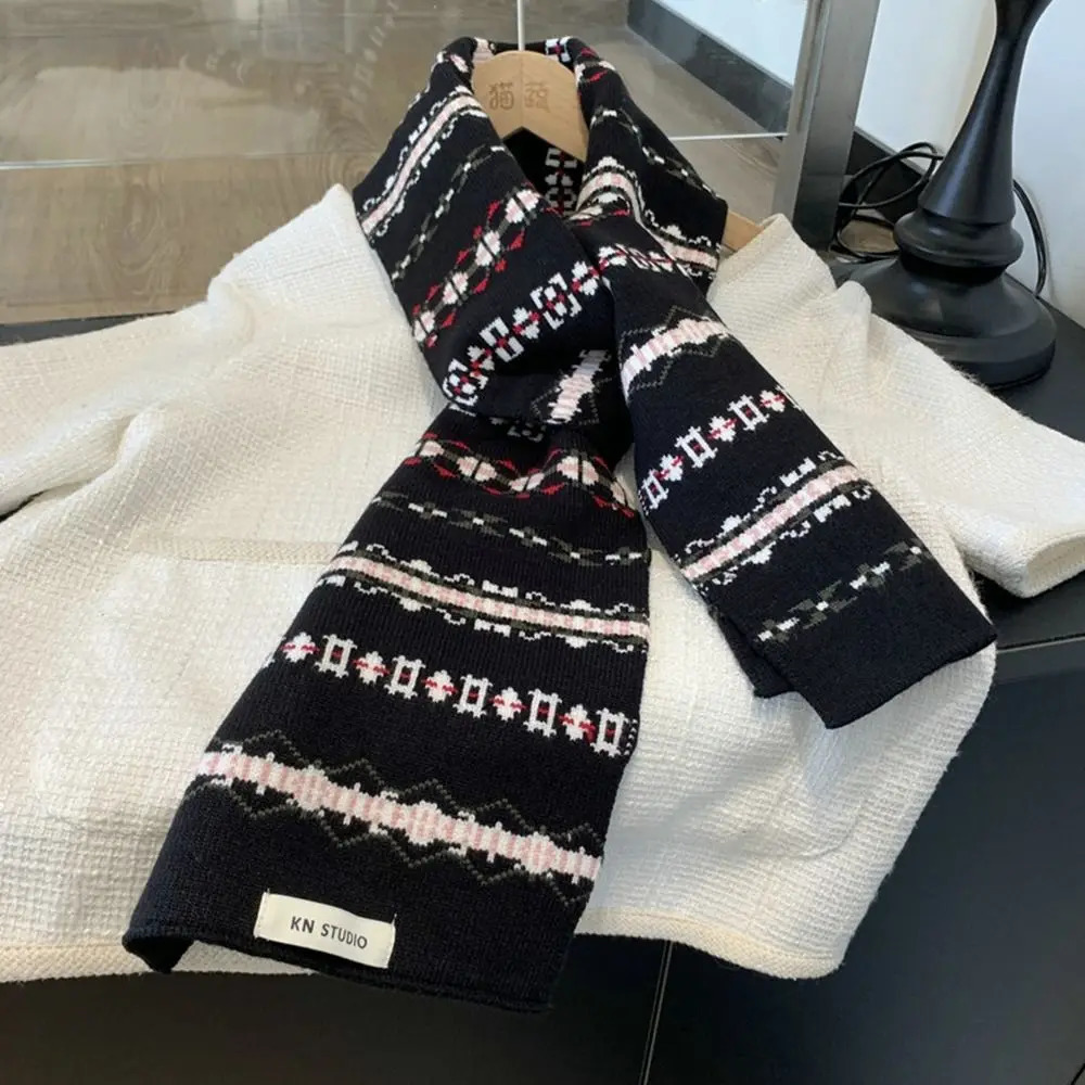 Simple Icelandic Style Island Style Jacquard Scarf Cashmere Printed Knitted Scarves Warm Korean Style Scarves Wool Shawl Girl 250808