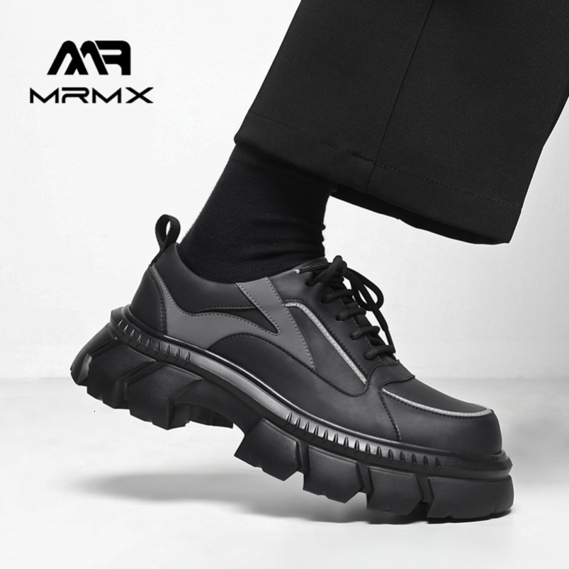 Derby with Big Toe Design, Thick Sole, Reflective Black, Height Increasing, British Style, Casual