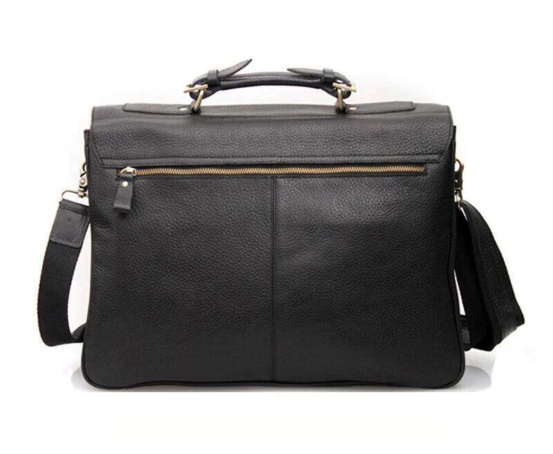 FANCODI Genuine Briefcase men Business Male Portfolio Attache Case Leather 15.6" Laptop Bag Office tote Handbag big