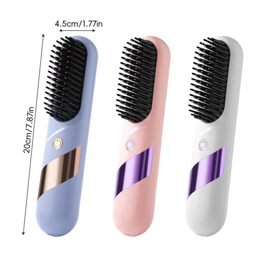 Electric LCD Usb Ceramic Heating Straight Hair Comb Wireless Portable Negative Ion Styling Tool Rechargeable Straightening Brush W250814