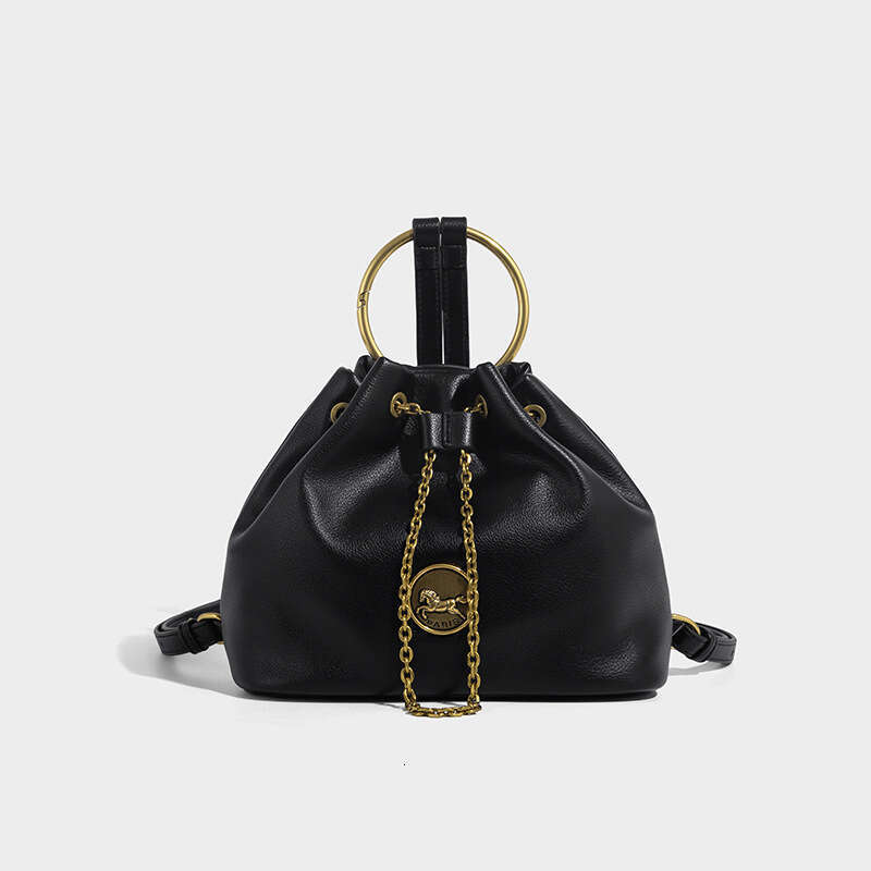Designer Bucket Bag Circular Drawstring Backpack 2025 New Women's Fashion Chain Bags Simple Commuter