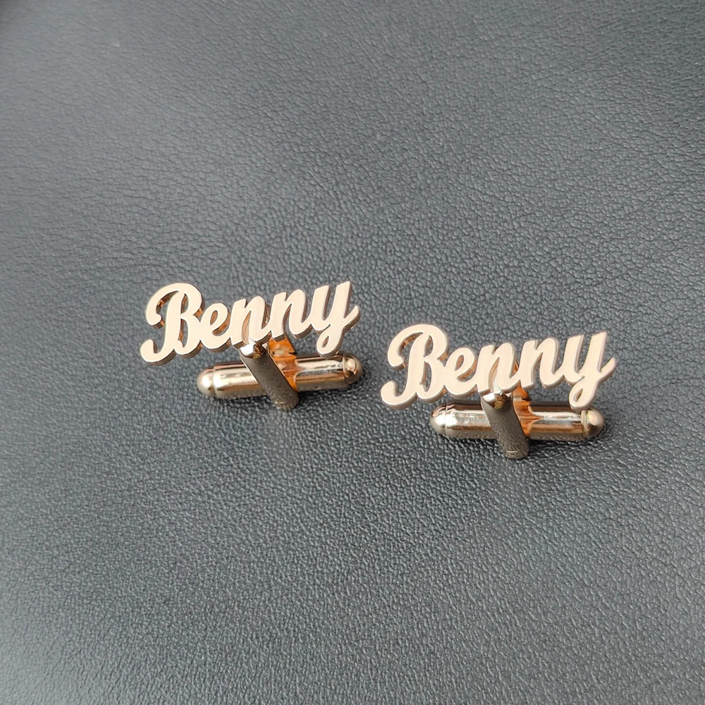 Custom Name Cufflinks Personalized Stainless Steel Letter Cuff Links Men Dad Husband Jewelry Groom Groomsmen Gifts 250812