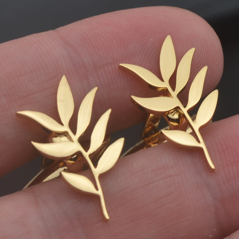 Wholesale Fashion Cufflinks Stainless Steel Olive Branch Pattern Cuff Ornaments Wedding Father Husband Holiday Gifts 250812