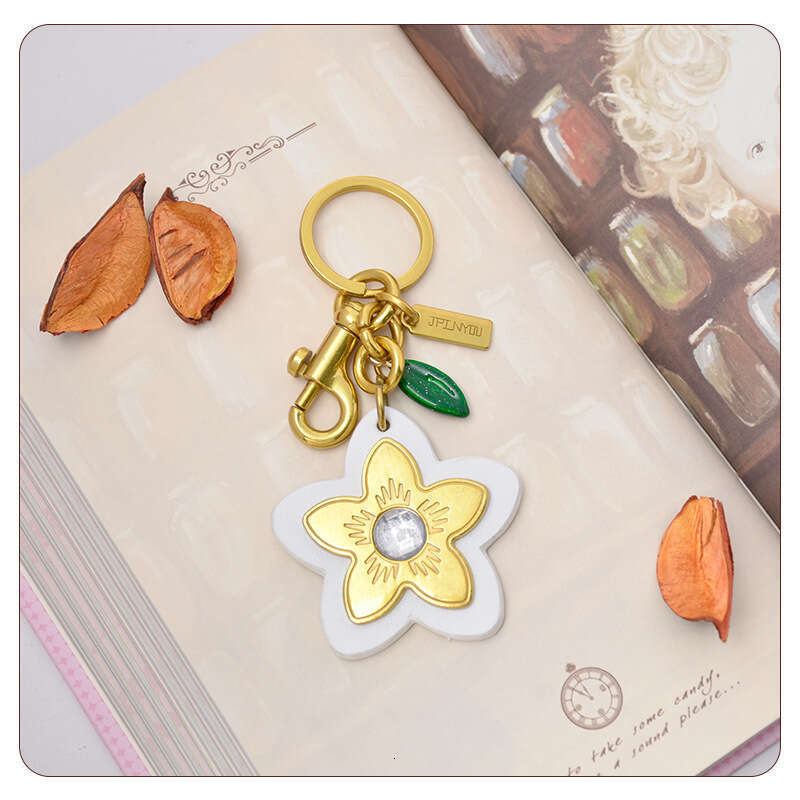 Ins Super Popular Keychain Women's Bag Accessories Camellia Car Key Pendant Valentine's Day Gift