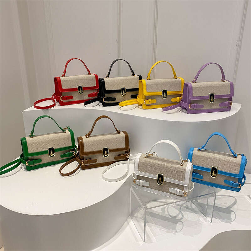 Trendy contrast color stylish ins hand held single shoulder crossbody popular this year 2024 new summer women's small square bag