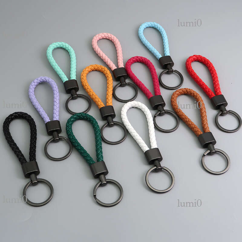 Handmade Woven High-Quality PU Leather Rope Car Keychain Pendant Bag Decoration Small Gift Personalized Lightweight
