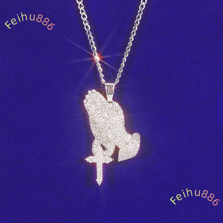 Yu Ying Fine Moissanite Rappers Jewelry Palm Moissanite Diamond Pendant Hip Hop 925 Silver Iced Out Moissanite Pendant