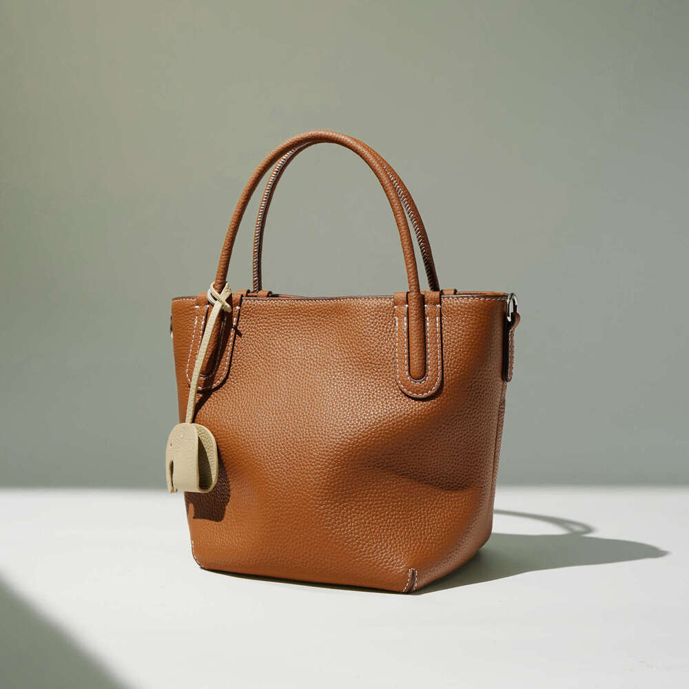 Spring Women s Handbag New Style Basket High end Fashion Handheld Crossbody Genuine Leather Bucket Bag