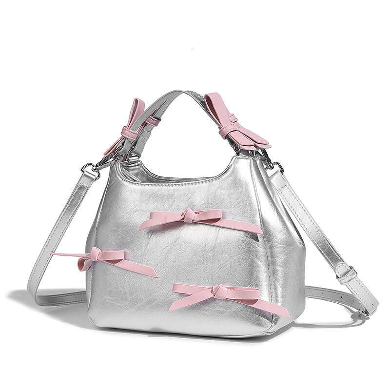 Handheld shoulder crossbody bags new women's bucket basket bag commuting ballet style fashionable bow tie