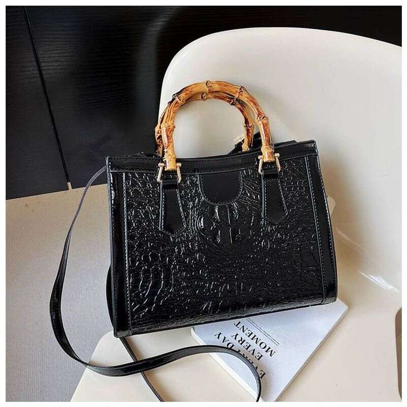 High Quality Bamboo Handbag 2025 New Fashion Trend Crocodile Classic Large Capacity Tote Bag