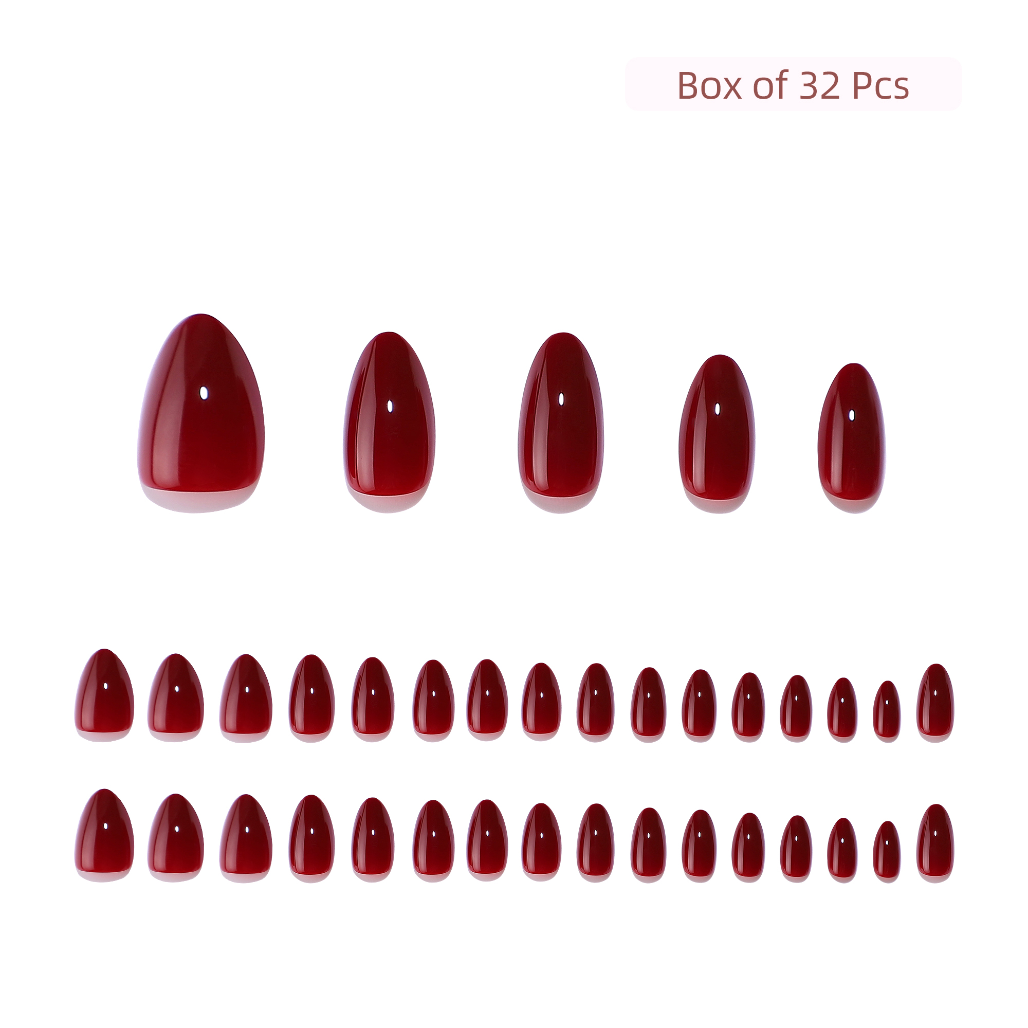 Burgundy Acrylic Gel Tips for Manicure Set Includes Adhesive + Variety Packaged Collection