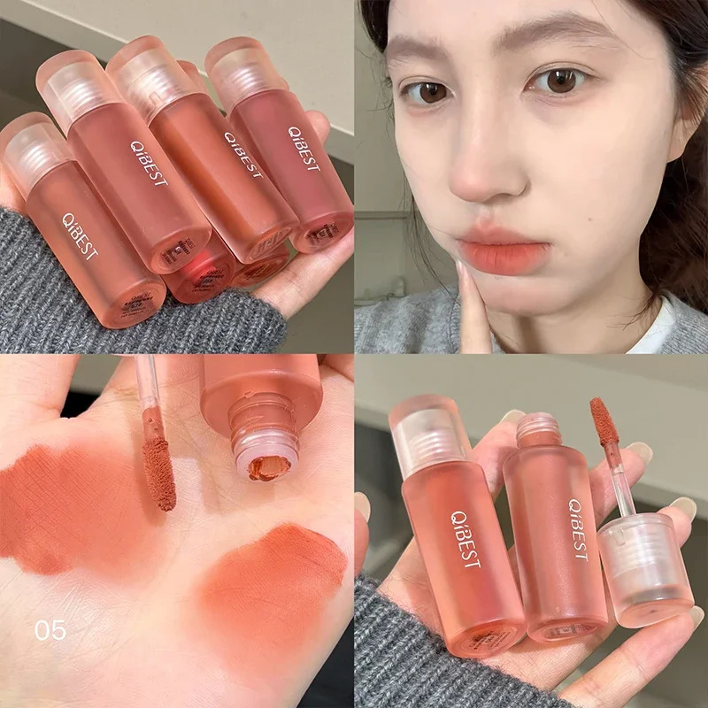 Qi Matte Lip Glaze Nude Lipstick Velvet Durable Gloss Sexy Red Liquid Lipstick Makeup Waterproof Lasting Lip Mud Cosmetics 250812