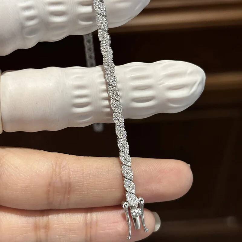 NKHOG Full Moissanite Tennis Bracelets S925 Silver Sparkling Diamond Women Men Party Wedding Bangles Jewelry Gifts GRA Certified