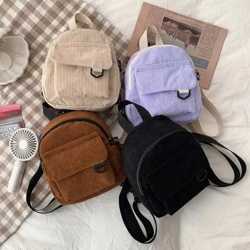 Minimalist and Versatile Striped Velvet Mini Backpack Students and Women for Leisure Travel XJ250814