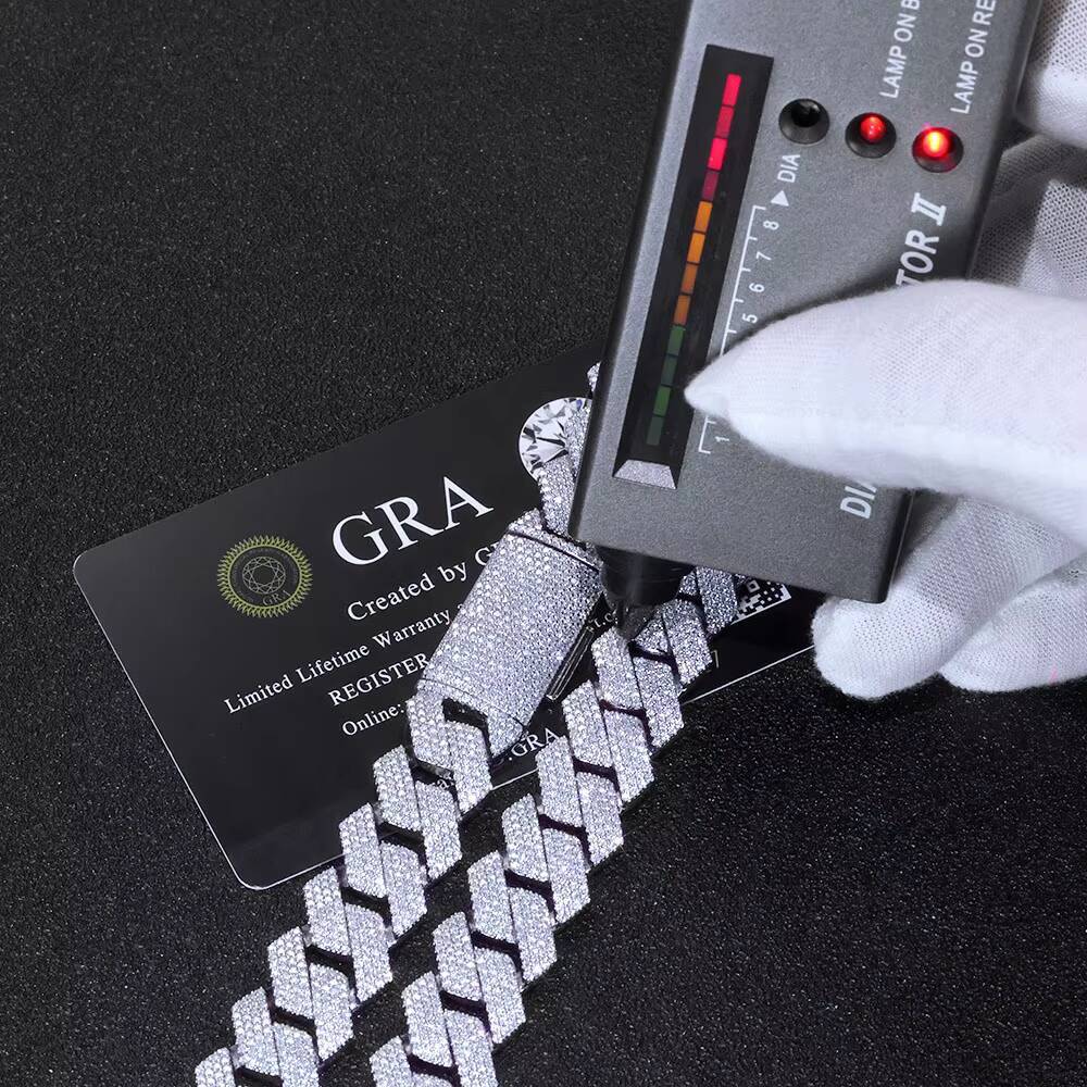 NUOYA 15mm Iced Out Cuban Link Necklace Men Hip Hop Jewelry Shiny VVS Moissanite Sier Chain Gift for Party